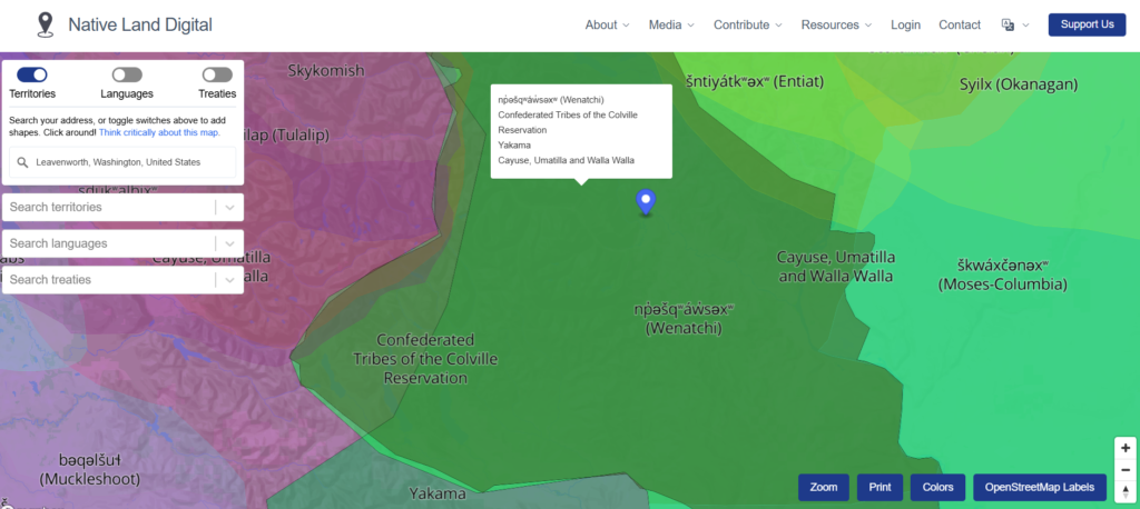 map of native territories of leavenworth area